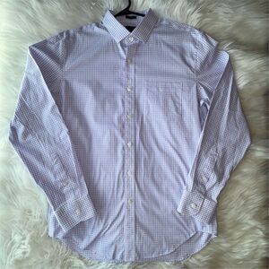J.Crew Men's Flex Wrinkle Free Purple Checkered Crisp Dress Shirt M Long Sleeve